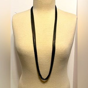 Cara N. Y.  12 Strand Gold & Green links. Hangs 17.5” -20”(with 2.5” extender).